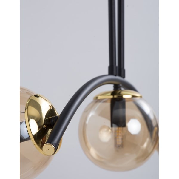 Lampada da soffitto giallo-nera con paralume in vetro ø 15 cm Yay - Squid Lighting-image-2