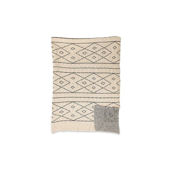 Coperta in cotone beige e nero Diamante, 180 x 125 cm Kosumi - Nkuku