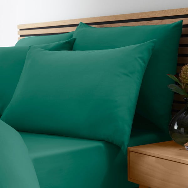 Lenzuolo con angoli verde scuro in microfibra 185x200 cm So Soft Easy Iron – Catherine Lansfield-image-1