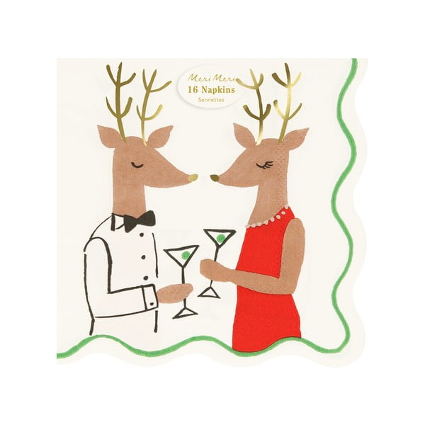 Tovaglioli di carta in set da 16 Mr. & Mrs. Reindeer - Meri Meri-image-1