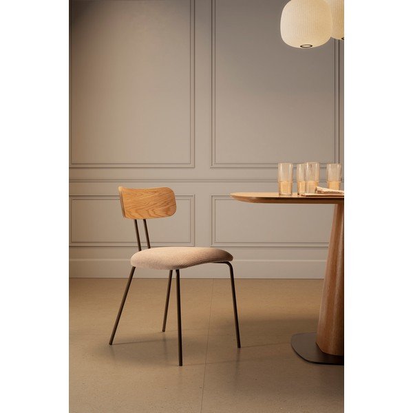 Sedia da pranzo beige/di colore naturale in imbottito Olimpia – MOME-image-2