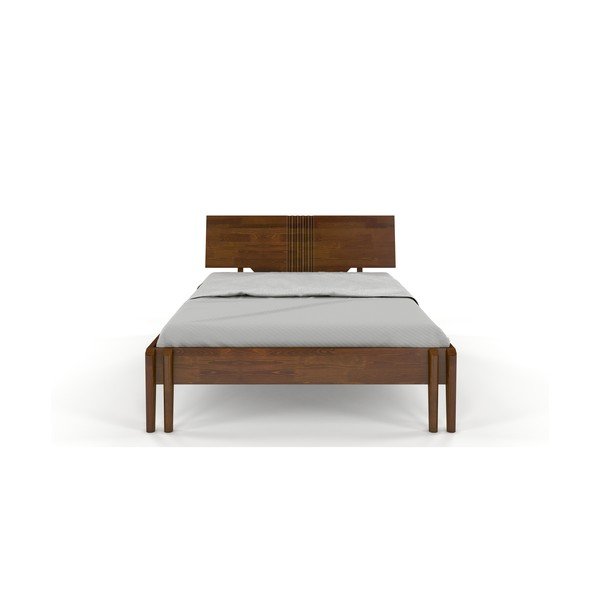 Letto matrimoniale in legno di pino con decoro in noce Visby Poznan, 160 x 200 cm - Skandica-image-2