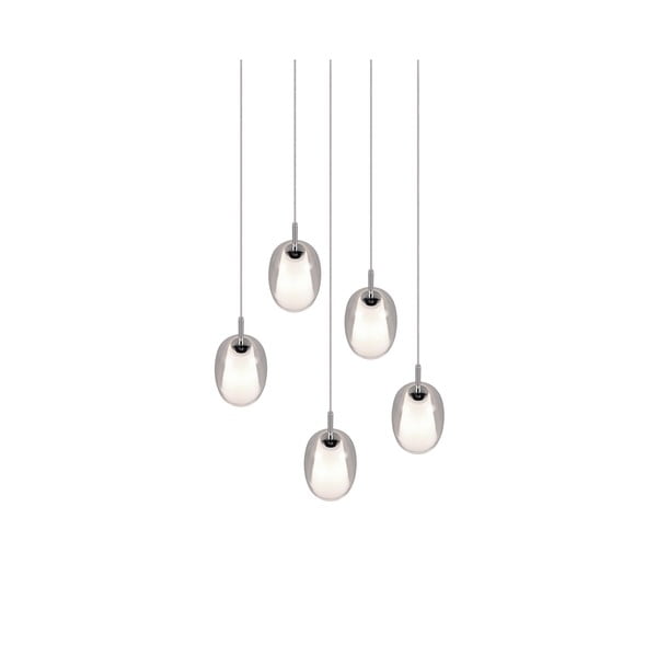 Apparecchio a sospensione con paralume in vetro ø 48 cm in argento Barret - Trio Select-image-4