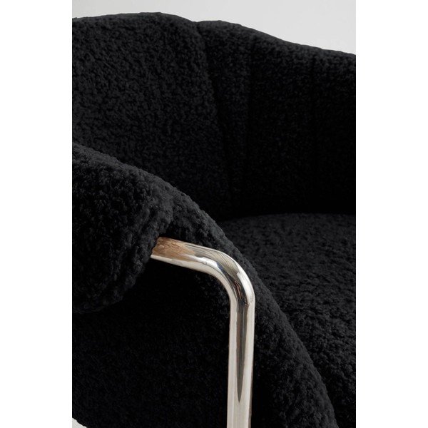 Poltrona nera con rivestimento in pelliccia sintetica Manitoba – Jotex-image-4