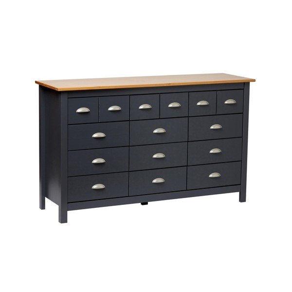 Cassettiera grigio antracite in legno di pino massiccio con 12 cassetti Jade - Marckeric-image-2