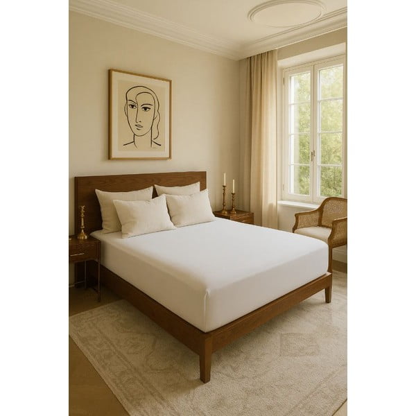 Lenzuolo con angoli bianco in cotone renforcé 200x140 cm Ranforce – Mila Home Luxury-image-1