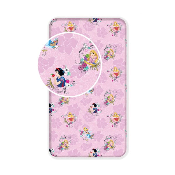 Lenzuolo con angoli per bambini rosa in cotone 90x200 cm The Pincesses "Pink" – Jerry Fabrics