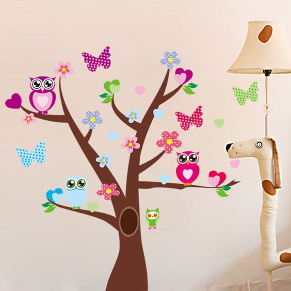 Adesivo murale Albero e farfalle su albero - Ambiance