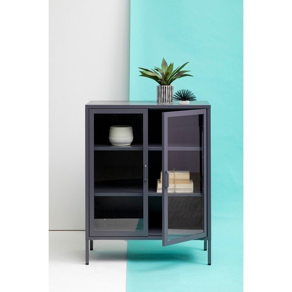 Vetrina grigia in acciaio 80x102x40 cm Acier – Premier Housewares-image-4