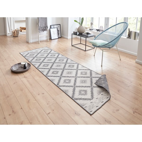 Tappeto da esterno grigio e crema , 80 x 250 cm Malibu - NORTHRUGS-image-1
