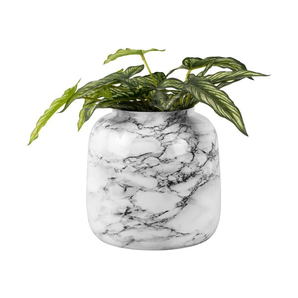 Vaso in ferro bianco e nero Marmo, altezza 12,5 cm - PT LIVING-image-2