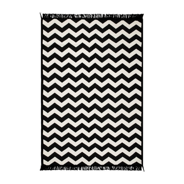 Tappeto bifacciale bianco e nero Zig Zag, 160 x 250 cm - Cihan Bilisim Tekstil