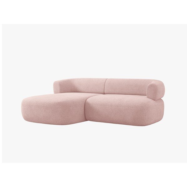 Divano angolare rosa chiaro (con penisola a sinistra/con chaise lounge) con rivestimento in bouclé Jenny – Micadoni -image-3
