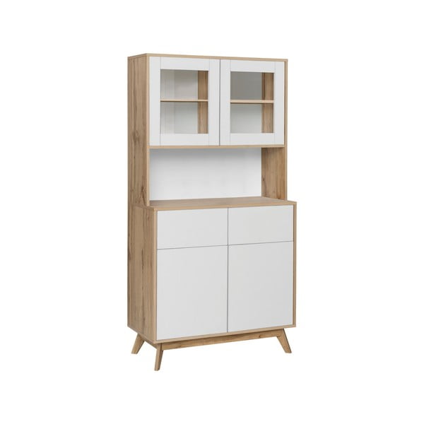 Credenza bianca con effetto rovere naturale 84x165 cm Skandi - Støraa-image-1