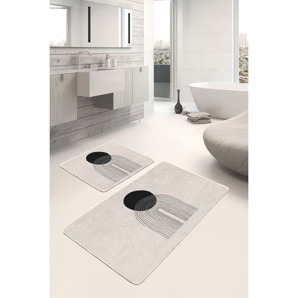 Tappeti da bagno beige in set da 2 100x60 cm - Minimalist Home World-image-1