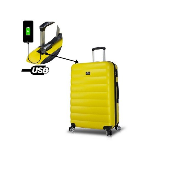 Valigia da viaggio gialla su ruote con porta USB Valigia grande My Valice COLORS RESSNO - Myvalice-image-2