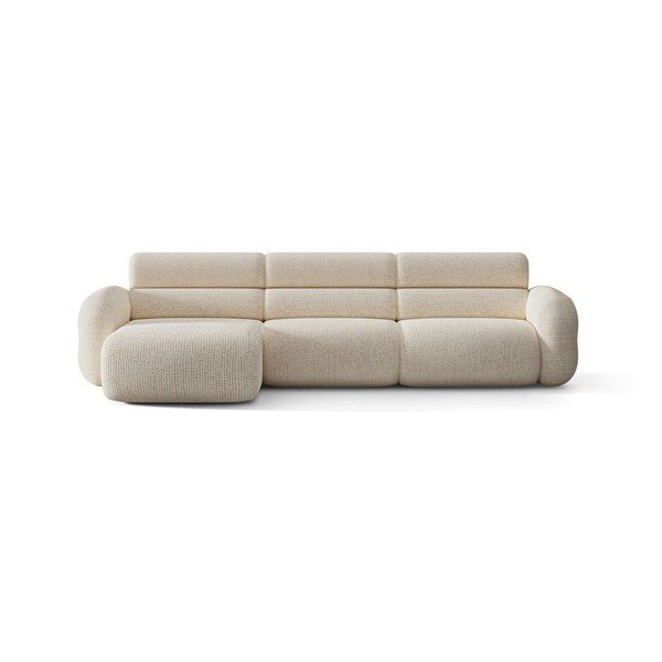 Divano angolare color crema (con penisola a sinistra/con chaise lounge) con rivestimento in ciniglia Neo – Micadoni 