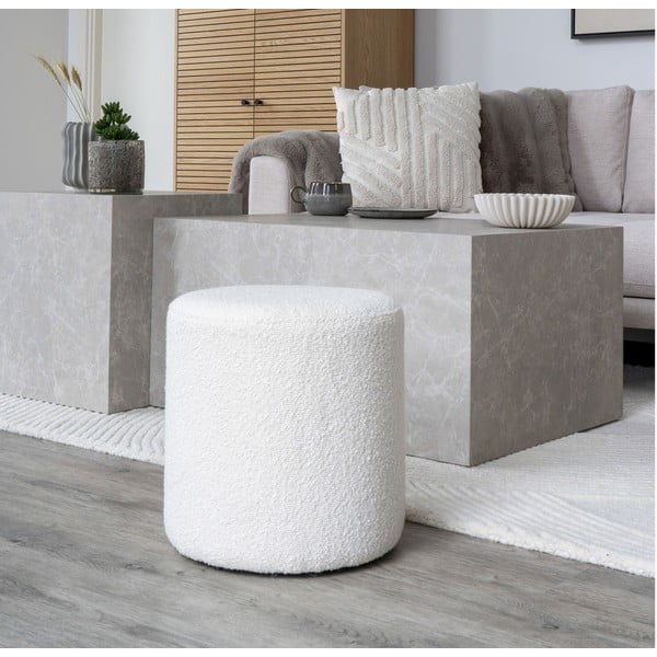 Sgabello in tessuto bouclé bianco Ejby - House Nordic-image-1