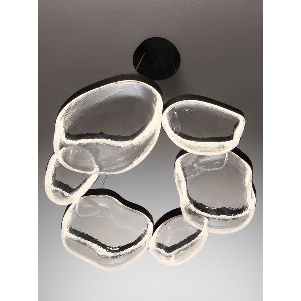 Lampadario LED nero opaco in acciaio con paralume in vetro con intensità regolabile ø 83 cm Clair – Nova Luce-image-2