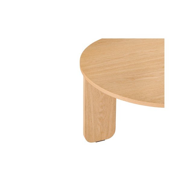 Tavolino da salotto rotondo di colore naturale con piano effetto rovere ø 75 cm Kuvu – noo.ma-image-3