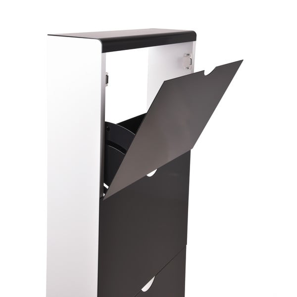 Scarpiera nera in metallo con ante ribaltabili 51x138x16 cm – Household Pleasure-image-2