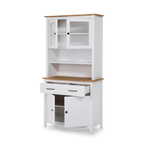 Vetrina bianca-naturale in legno di pino 90x180 cm Miranda - Marckeric-image-3