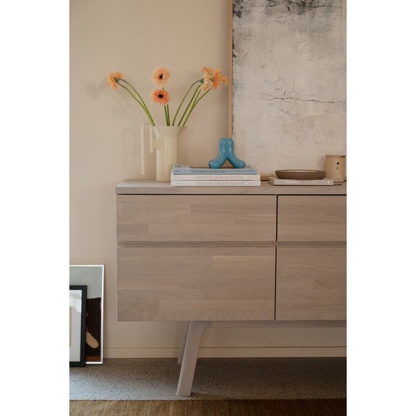 Credenza colore naturale chiaro in rovere massiccio 170x77x42 cm Cleardale – Rowico-image-1