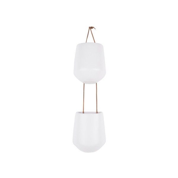 Matně bílé dvojité závěsné keramické květináče PT LIVING Skittle Doble