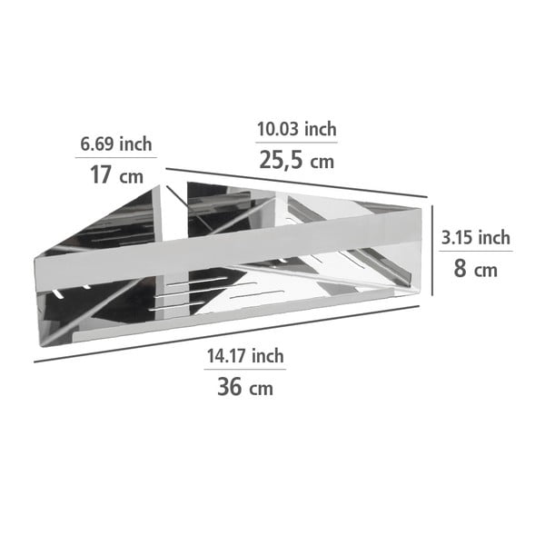 Mensola angolare autoportante per bagno in acciaio inox in argento lucido Genova - Wenko-image-3
