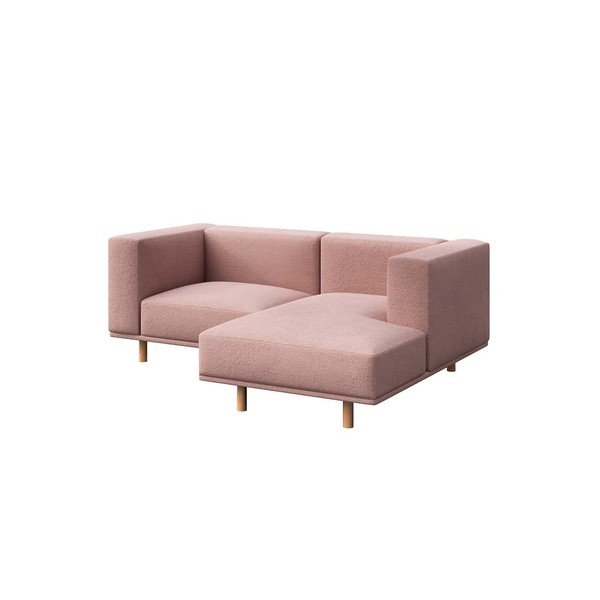 Divano angolare rosa chiaro in tessuto bouclé (angolo destro) Kukumo - Ame Yens-image-2