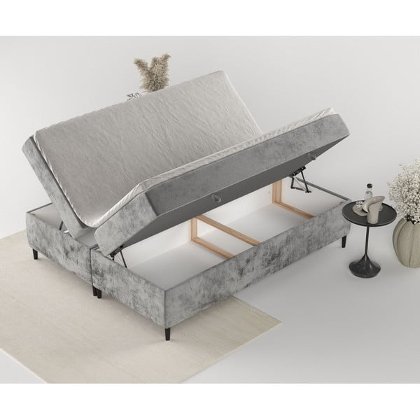 Letto boxspring grigio scuro con contenitore 180x200 cm Araya - Maison de Rêve-image-4