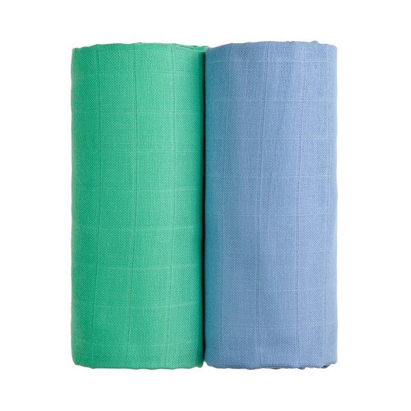Set di 2 asciugamani da bagno in cotone verde e blu , 90 x 100 cm Tetra - T-TOMI