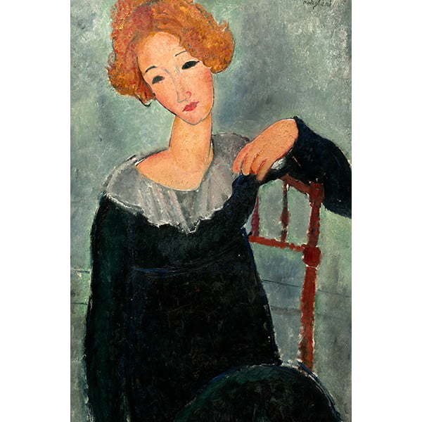 Riproduzione pittorica 40x60 cm Amedeo Modigliani - Woman with Red Hair - Fedkolor