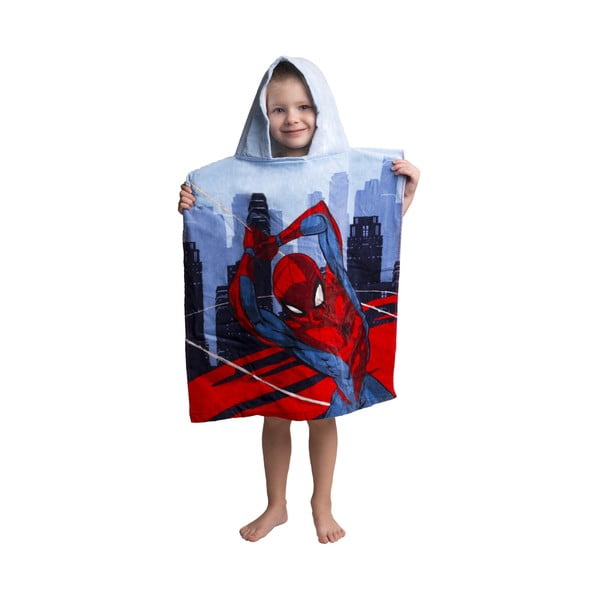 Poncho per bambini in spugna blu e rossa Spider-Man - Jerry Fabrics-image-1