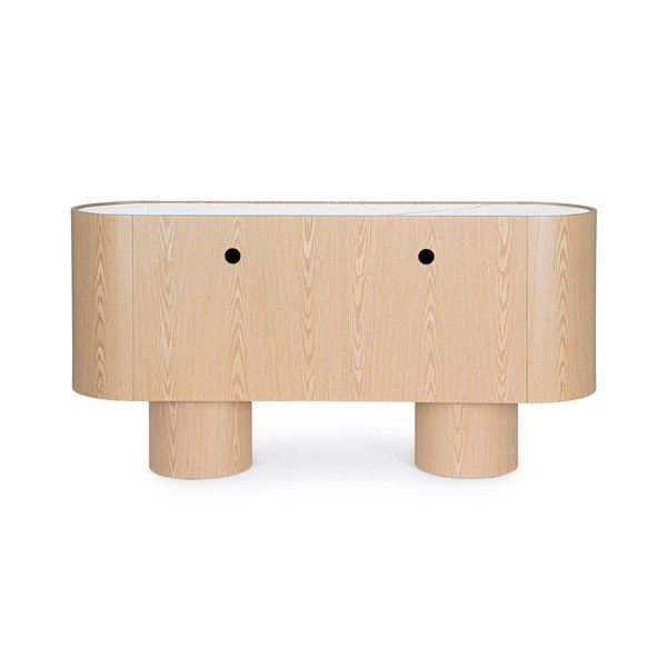Credenza colore naturale chiaro con effetto rovere 160x80,5x45,5 cm Otilia – Bizzotto-image-2