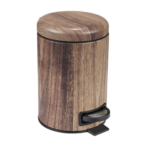 Cestino per la spazzatura marrone in acciaio con pedale 3 l Acacia – Wenko-image-2