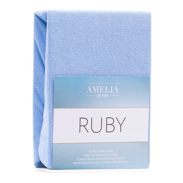 Lenzuolo con angoli in spugna azzurro 240x220 cm Ruby - AmeliaHome-image-2