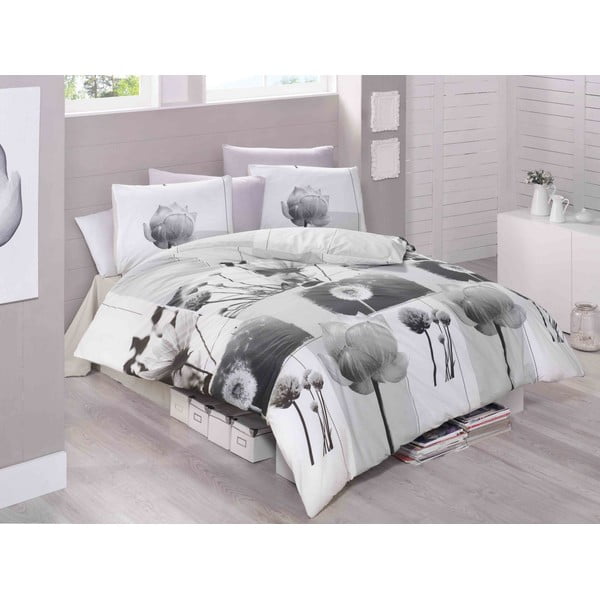 Biancheria da letto in cotone bianco e nero per letto singolo 140x200 cm Florence - Mijolnir
