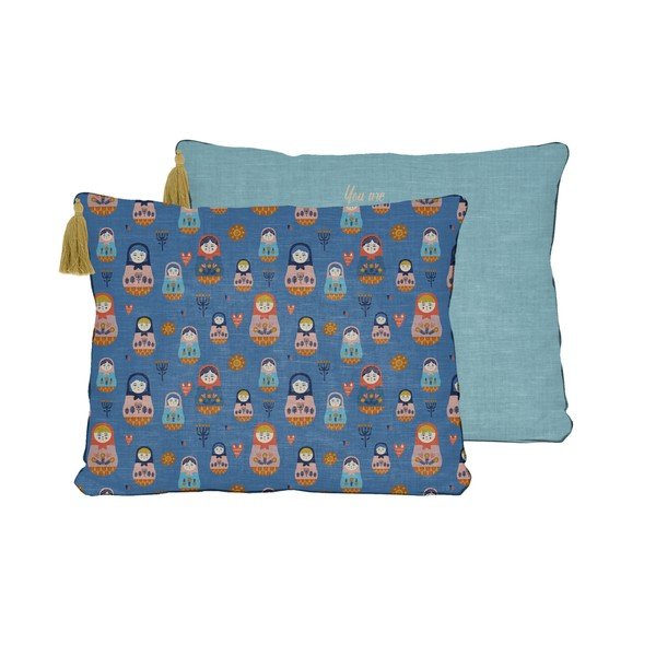 Cuscino blu in misto lino Inside Out, 50 x 35 cm - Little Nice Things-image-2