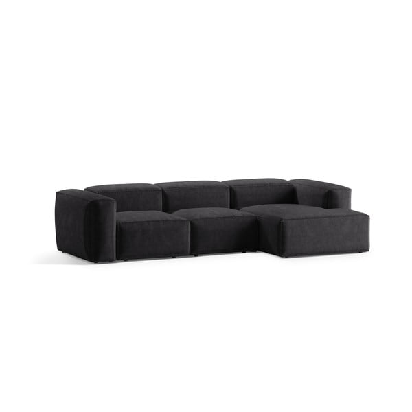 Divano angolare grigio scuro (con penisola a destra/con chaise lounge) con rivestimento in velluto a coste Bergamo – Cosmopolitan Design-image-2