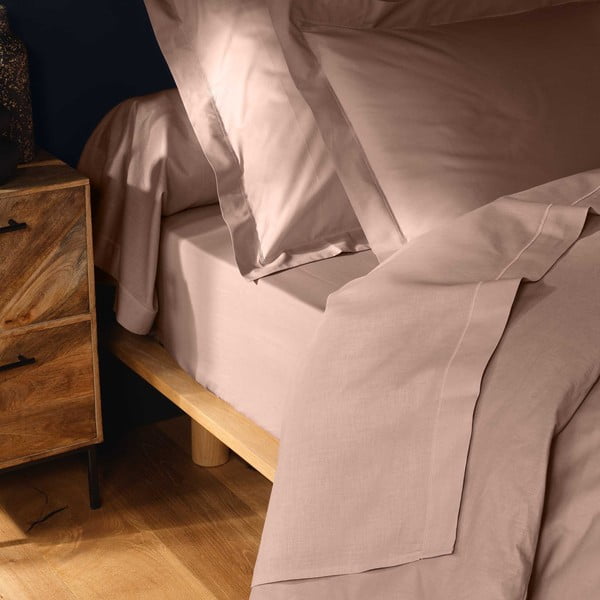 Lenzuolo di cotone rosa 180x290 cm Lina - douceur d'intérieur-image-2