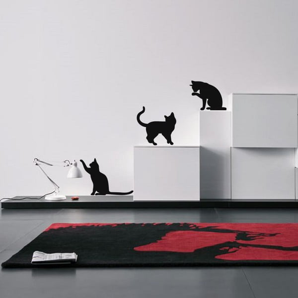Sada 3 samolepek Ambiance Three Funny Cats