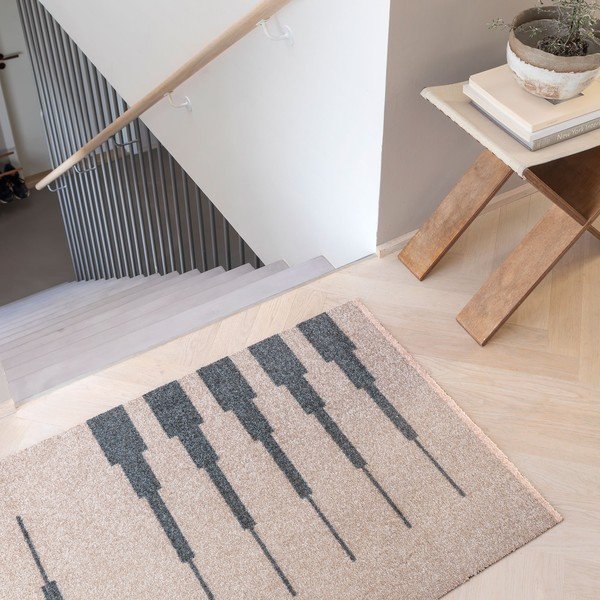 Tappeto lavabile beige 70x150 cm Marker - Mette Ditmer Denmark-image-1