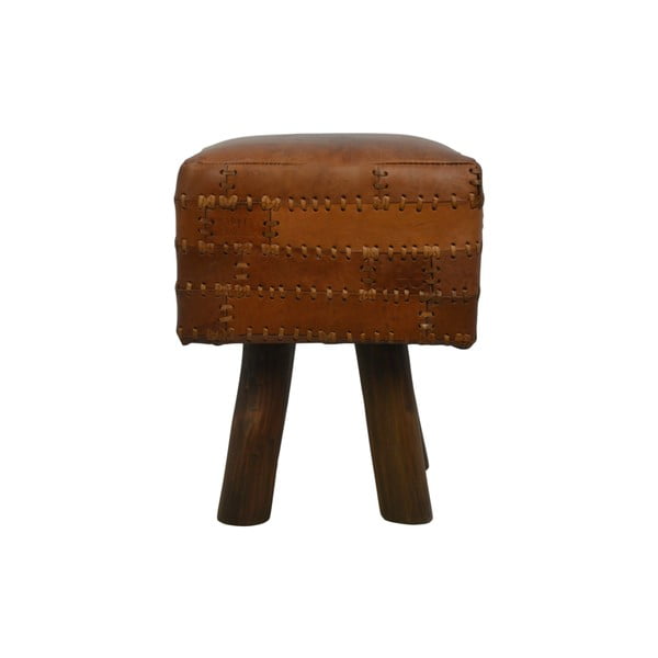 Art of Nature Sgabello in pelle di vacchetta Vintage Cognac, 33 x 45 cm - HSM collection-image-1