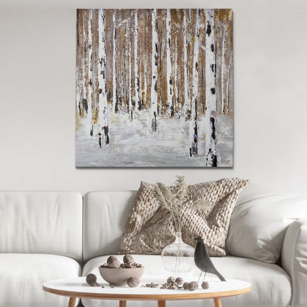Quadro dipinto a mano 70x70 cm Birch Wood - Wallity-image-1