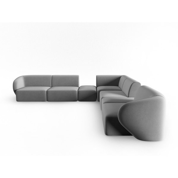 Divano angolare grigio con rivestimento in velluto Paolo – Milo Casa-image-2