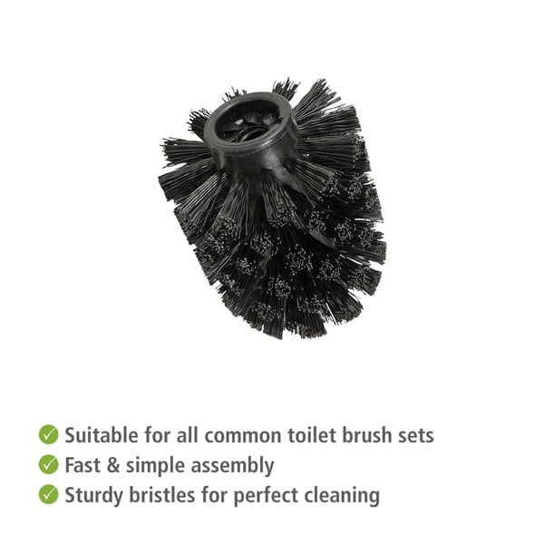 Teste per scopini da bagno in set nere in plastica con spazzola di ricambio 10 pz Ø8cm – Wenko-image-1
