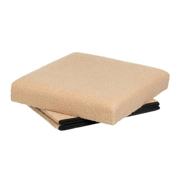 Poggiapiedi marrone chiaro con rivestimento in bouclé Folding – Casa Selección-image-2