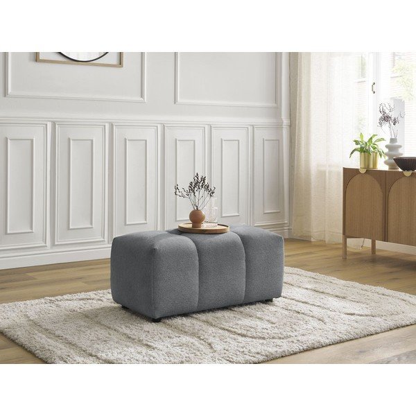 Poggiapiedi grigio con rivestimento in ciniglia Roxelane – Bobochic Paris-image-4