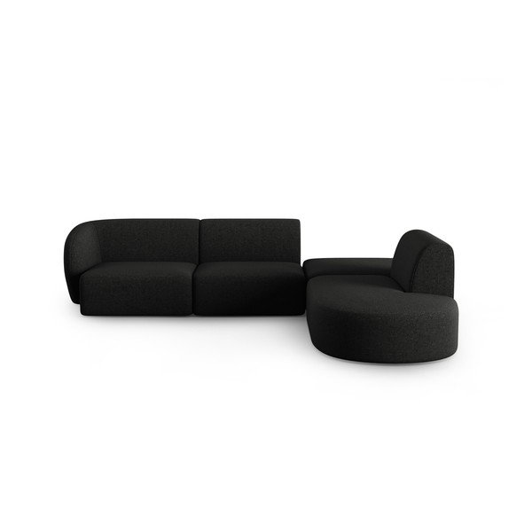 Divano angolare nero (con penisola a destra/a L) con rivestimento in ciniglia Paolo – Milo Casa